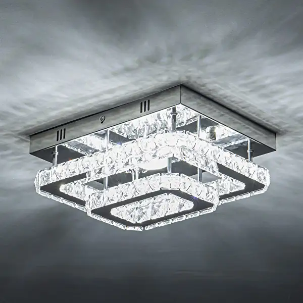 Small Flush Mount Chandelier With Crystal Lights